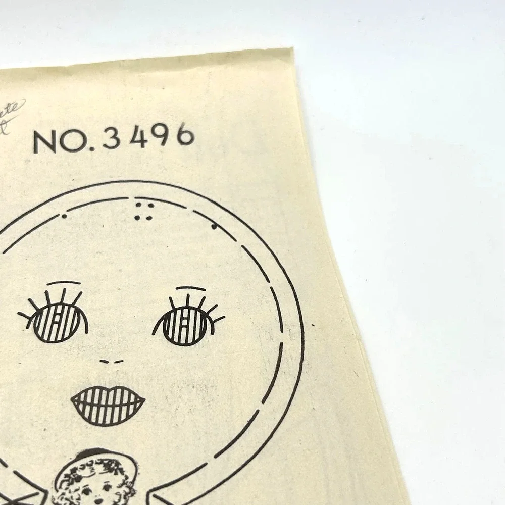 Vintage Old Fashion Doll Pattern #3496 Finished Size Approximately 14